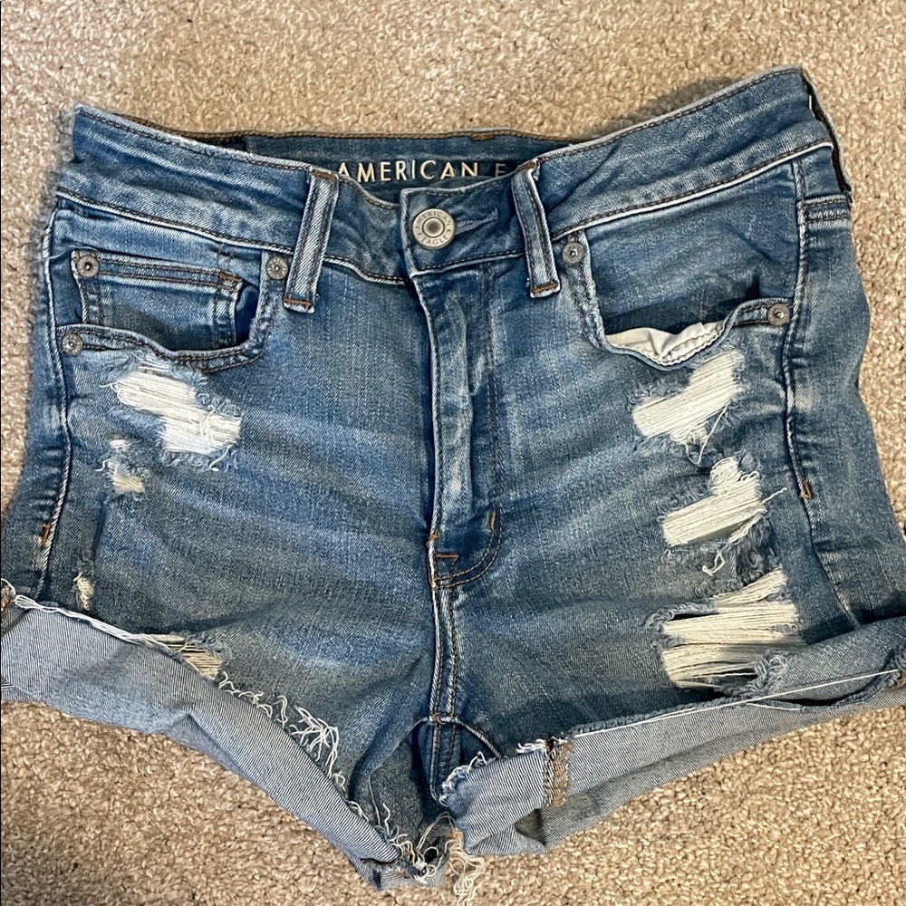 American Eagle Outfitters Distressed Blue Jean Shorts